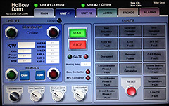 Photo of the HMI running on the touch screen